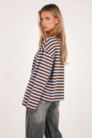 Gestreept shirt lange mouw blauw - Nima