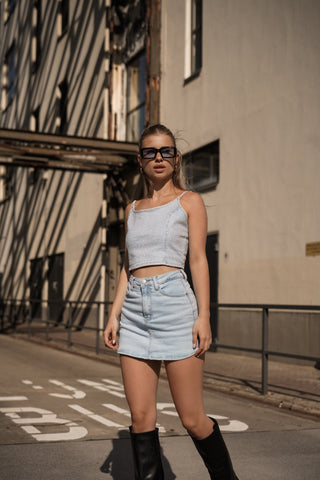 Crop top denim met strass blauw - Ravi