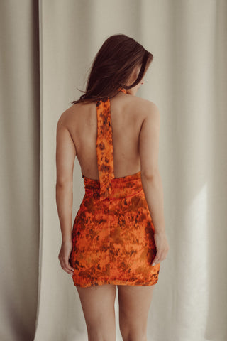 Zomerjurkje met print oranje - Soraya