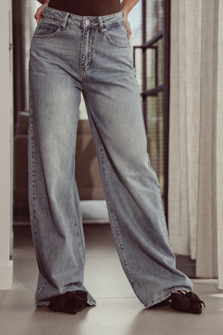 Wide leg jeans blauw - Sjors