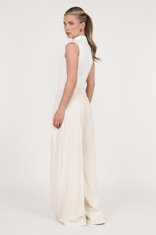Wijde pantalon fold over beige - Jessy