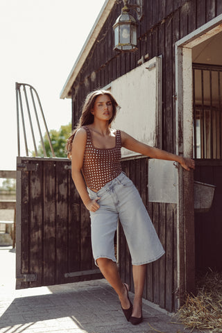 Bodysuit met studs bruin - Harper
