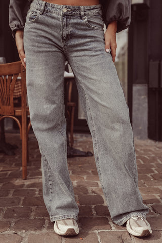 Low waisted jeans acid wash blauw - Naomi