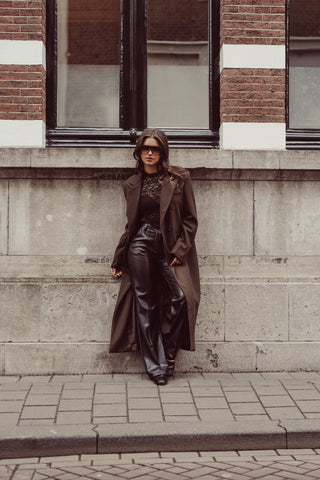 Leather straight leg broek zwart - Juul