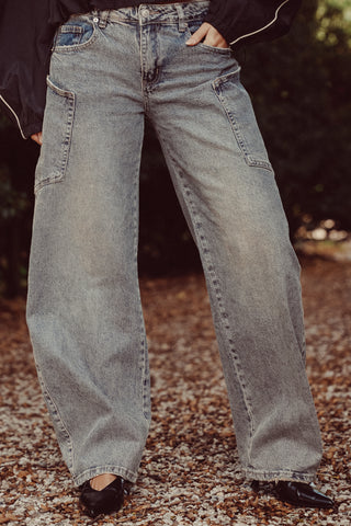 Barrel jeans met zakken blauw - Xenna