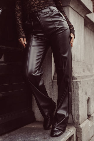 Leather straight leg broek zwart - Juul