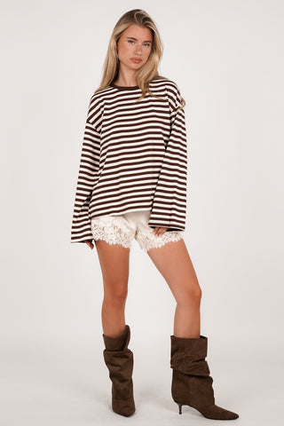 Gestreept shirt lange mouw beige - Nima