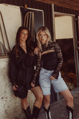 Ruffle rokje met strikdetail zwart - Alina