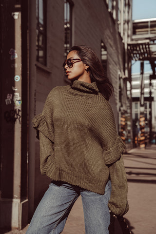 Oversized gebreide trui groen - Alexa