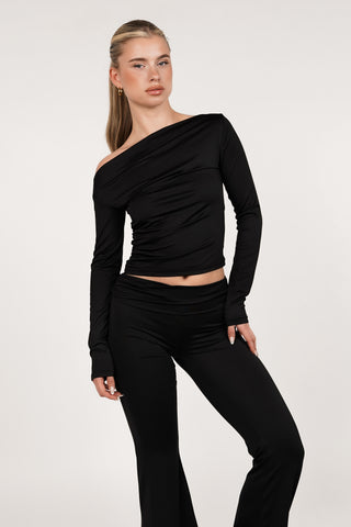 Stretch top met lange mouw zwart - Carry