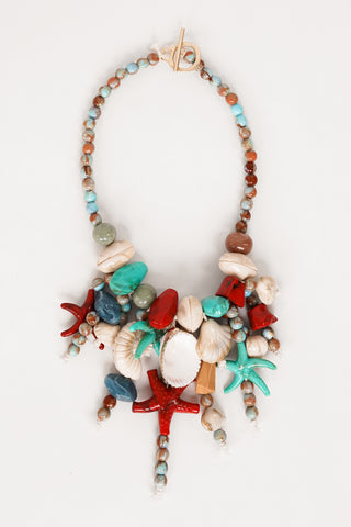 Kralen ketting met zeeschelpen multi - Heidi