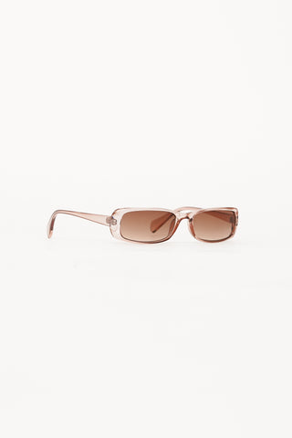 Zonnebril smal met clear montuur roze - Paloma