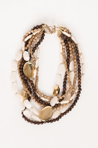 Statement ketting parelmoer/bruin - Nancy