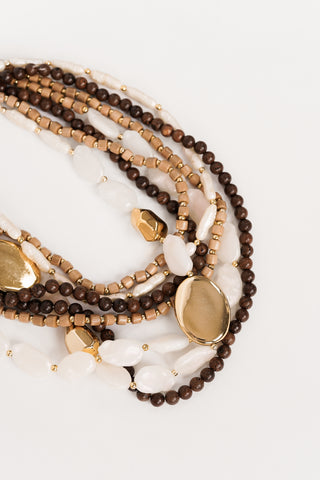 Statement ketting parelmoer/bruin - Nancy