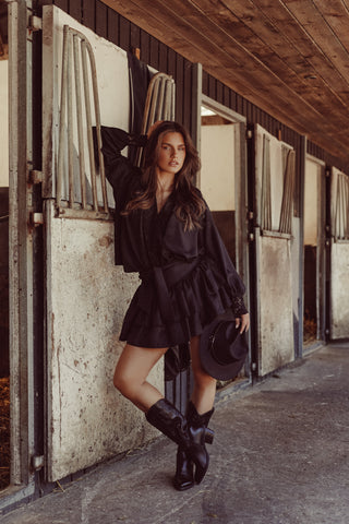 Ruffle rokje met strikdetail zwart - Alina