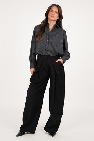 Wijde pantalon fold over zwart - Elara