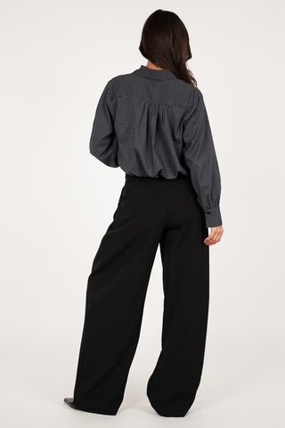 Wijde pantalon fold over zwart - Elara