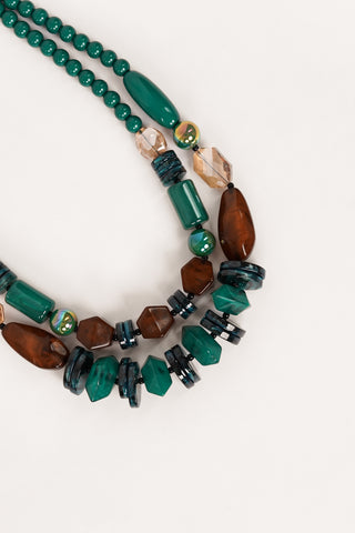 Ketting met grove kralen groen - Maggy