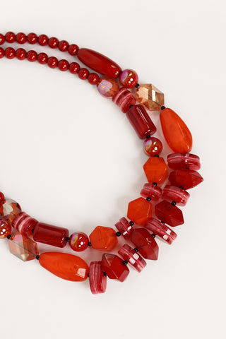 Ketting met grove kralen rood - Maggy