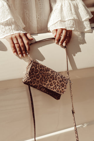 Leren clutch luipaard - Axelle