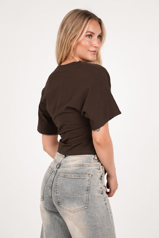 Tshirt dames cropped bruin - Puck