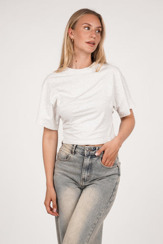 Tshirt dames cropped licht grijs - Puck