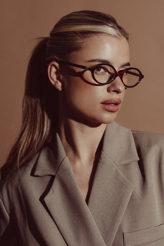 Ronde bril met blue light glazen bruin - Belle