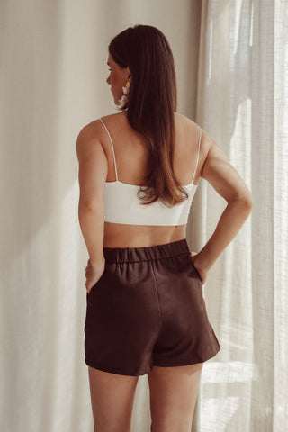 High waisted short geplooid bruin - Mila