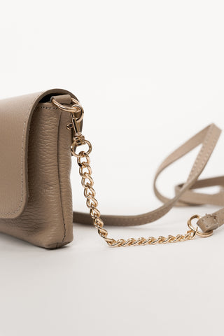 Leren clutch taupe - Axelle