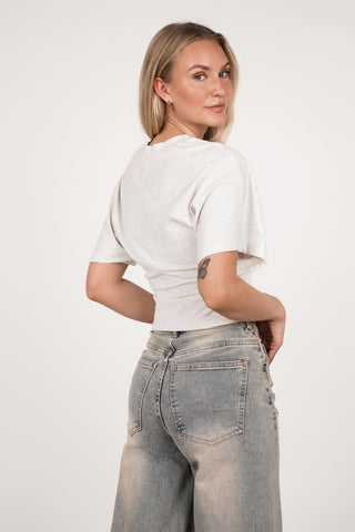 Tshirt dames cropped licht grijs - Puck
