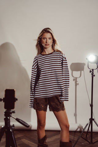 Gestreept shirt lange mouw blauw - Nima