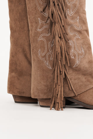 Cowboy boots met fringles bruin - Solen