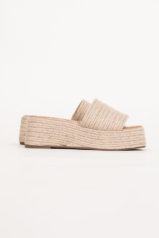 Plateau slippers met raffia zool beige - Felicia
