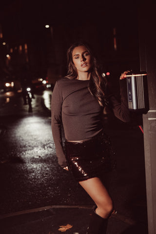 Basic stretch top bruin - Britney