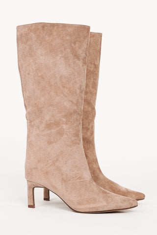 Laarzen met kitten heel suede khaki - Puk