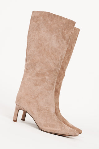 Laarzen met kitten heel suede khaki - Puk