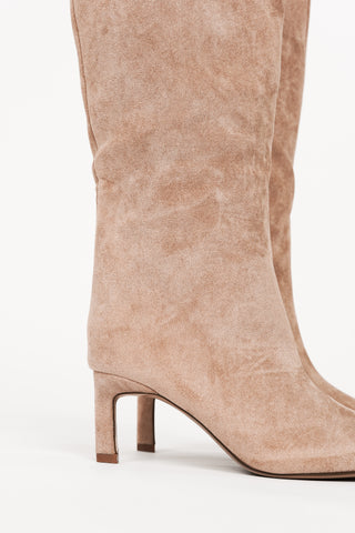Laarzen met kitten heel suede khaki - Puk