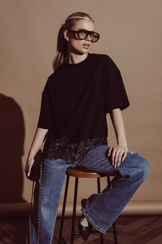 Oversized zonnebril afgerond bruin - Chiara