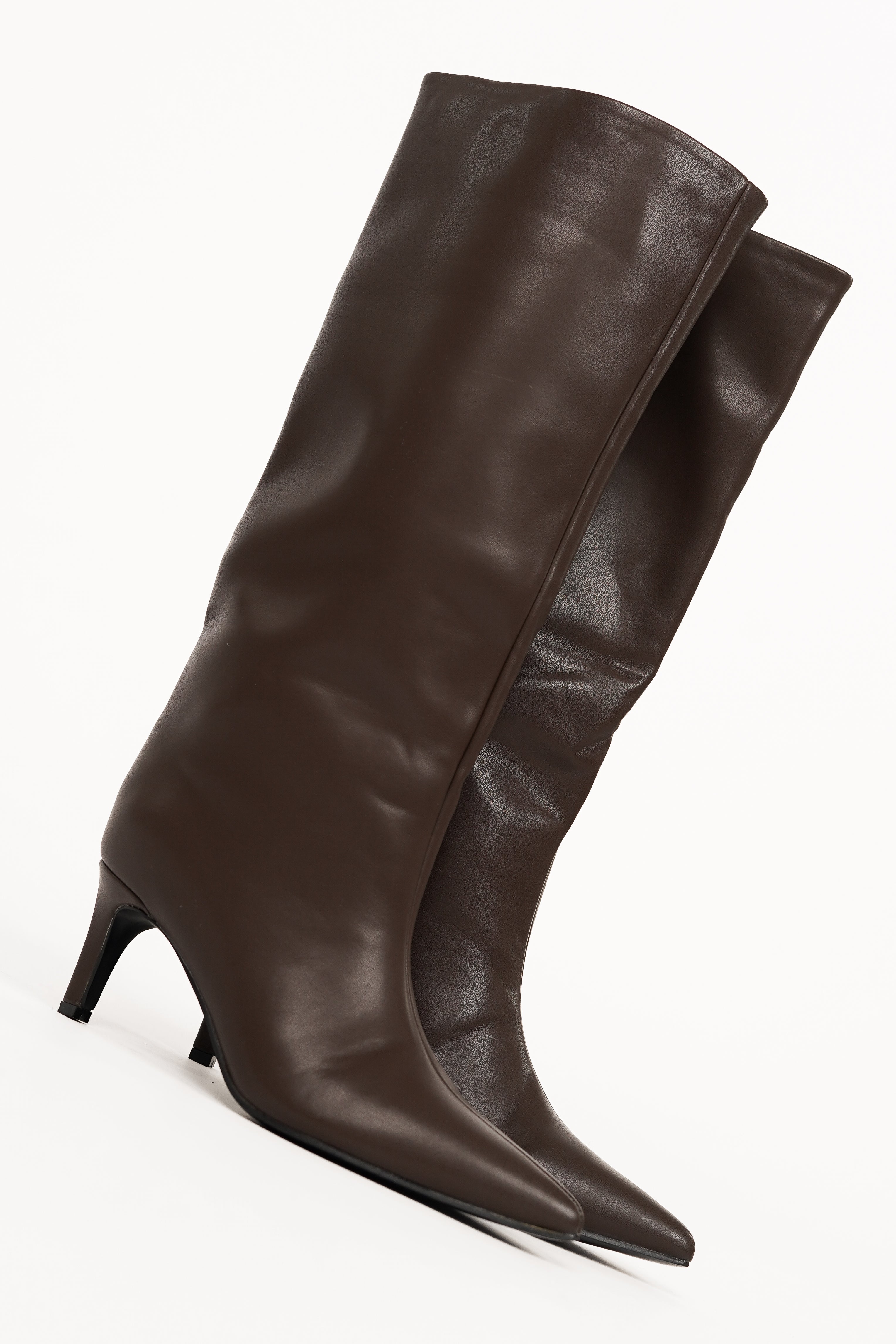 Laarzen met kitten heel leatherlook bruin Laarzen met kitten heel leatherlook bruin