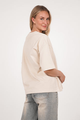 Oversized t-shirt dames beige - Marlow