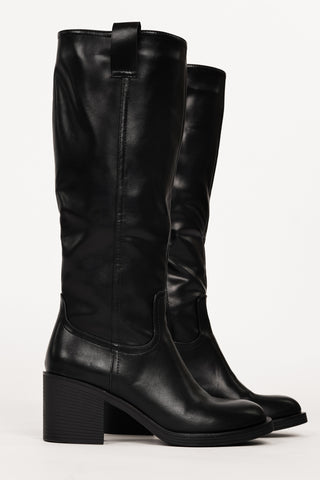 Hoge zwarte laarzen met blokhak - Nuria