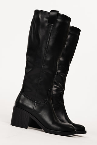 Hoge zwarte laarzen met blokhak - Nuria