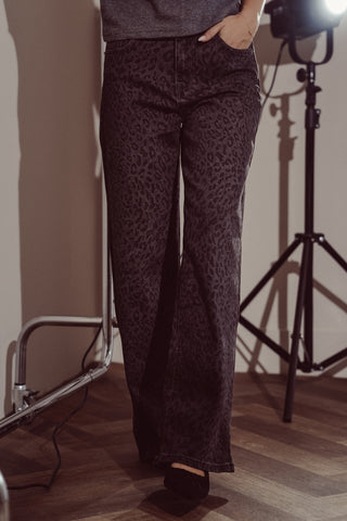 Straight leg jeans luipaard zwart - Xante