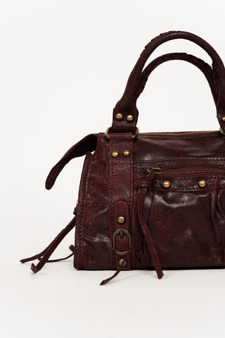 Leren slouchy handtas burgundy - Bailey