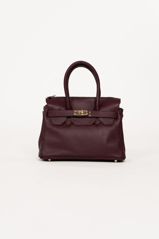 Leren handtas met gouden gesp bordeaux - Mandy