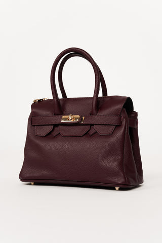 Leren handtas met gouden gesp bordeaux - Mandy