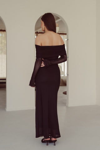 Maxi jurk off shoulder zwart - Beau