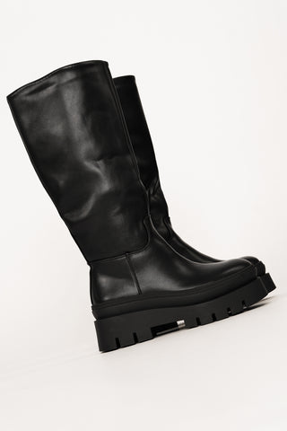 Hoge laarzen met platform zool zwart - Bente