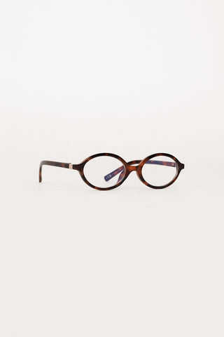 Ronde bril met blue light glazen bruin - Belle