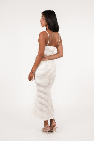 Maxi jurk met goud detail creme - Manon